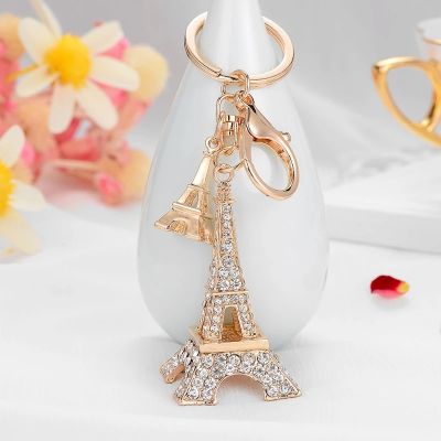 Creative Eiffel Tower Key Chain Car Motorcycle Keyring Metal Model Decoration Pendant For Paris Tour Rhinestone Souvenir Gifts