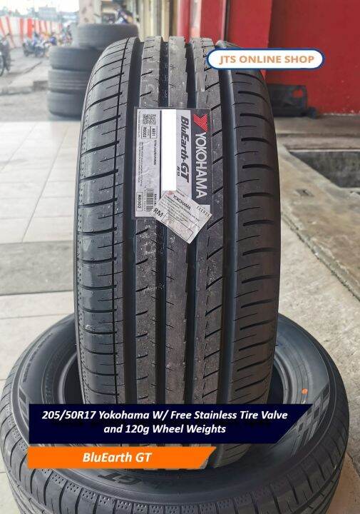 205/50R17 Yokohama W/ Free Stainless Tire Valve and 120g Wheel Weights ...