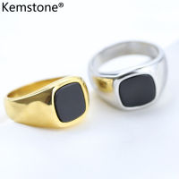 Kemstone 304เครื่องประดับสำหรับผู้ชายแหวนชุบทองผู้ชาย12มม. สแตนเลสสตีล