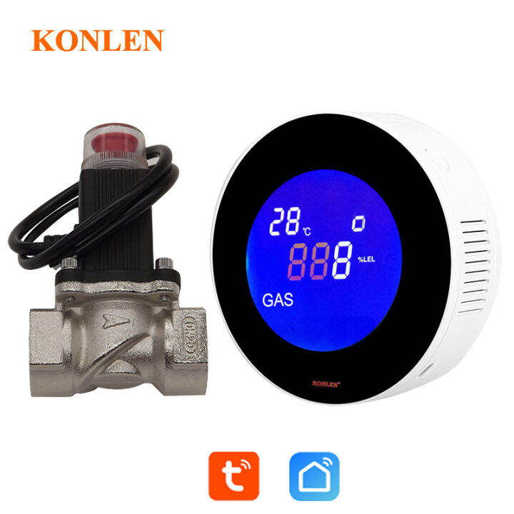 WIFI Tuya Natural LPG Gas Leak Detector with Electric Solenoid Valve ...