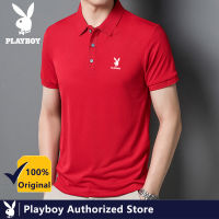 PLAYBOY เสื้อยืดเสื้อโปโลสลิมเข้ารูปแนวเกาหลีมีปกฤดูร้อนแฟชั่นธุรกิจล่าสุดสำหรับสีทึบเพลย์บอย