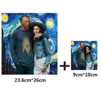 Van Gogh Mona Lisa สติกเกอร์ระบายความร้อนแบบรีดติดสำหรับเสื้อผ้าเสื้อยืดสีสันสดใสงานประดิษฐ์ปะติดผ้าลอกลายความร้อน