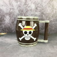 600ml Pirate Skull Cute Expression Cartoon Wine Barrel Shape Ceramic Coffee Mug Large Capacity Tea Milk Breakfast Couple Cup