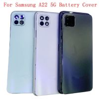 ฝาครอบประตูด้านหลังฝาหลังเคสสำหรับ Samsung A22 5G ฝาครอบ A226พร้อมกรอบกลางเลนส์กล้องถ่ายรูปชิ้นส่วนซ่อมโลโก้