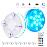 Submersible LED Lights with RF Remote IP68 Waterproof Underwater Light 15LED 16 Colors Pond Lights for Aquarium Fountain Vase