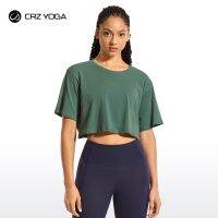 【Hot Sale】embellishembellish CRZ YOGA Women 39; S Pima Cotton Workout Crop Tops Short SleeveT-Sheets Tees