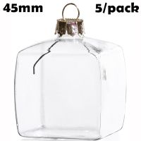 {Decwork}โปรโมชั่น-Handmade DIY Paintable Clear Christmas Decoration 45Mm Glass Square/cube Ornament 5 /Pack