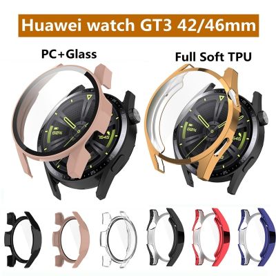 Full Cover Case for Huawei Watch GT3 GT 3 Pro 42mm 46mm Protective Hard PC Tempered Glass Bumper  Screen Protector Soft TPU Capa Wall Stickers Decals