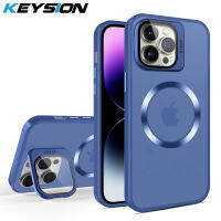 KEYSION Sarung Dof ใสสำหรับ Mag-Safe,สำหรับ iPhone 15 Pro Max 15 Plus ฝาครอบโทรศัพท์ตั้งฟิล์มเลนส์สำหรับ iPhone 14 Pro Max