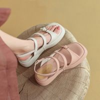 Summer New Style Open Toe Soft Sole Roman Shoes Design Feel Niche One-Word Strap Thick-Soled Sandals Women