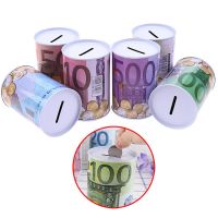 Euro Dollar Money Box Safe Cylinder Piggy Bank Banks For Coins Deposit Boxes