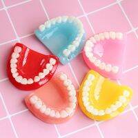 2pcs Halloween Exaggerated Dentures Diy Charms Simulated Teeth Resin Pendants For Necklace Key Chains Handmade Jewelry Accessory DIY accessories and o