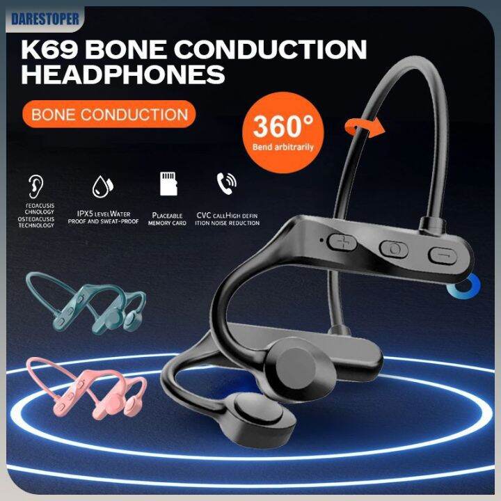 New K69 Bone Conduction Earphone Wireless Bluetooth Headphones