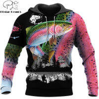 Beautiful Trout Fishing 3D All Over Printed Men Hoodie Autumn and winter Uni Sweatshirt Zip Pullover Casual Streetwear KJ447