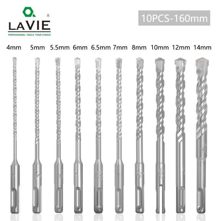 10pcs Electric Hammer SDS Plus Drill Bit Set 160mm for Concrete Wall