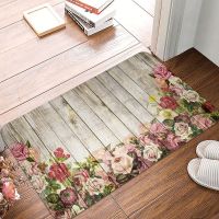 Flower Leaves Wooden Board Printed Door Mat Carpet Rug Anti-slip Living Room Bedroom Hallway Entrance Doormat Home Decoration