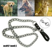 ℡▧▧ Heavy Duty Metal Chain Dog Lead With Leather Handle Long Strong Control Leash Outdoor Pet Traction Rope Anti Bite Chain Supplies