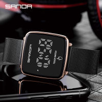 SANDA 2021 Electronic Watch Men And Women LED Light Touch Square Screen Waterproof Watch Sports Watch Relogio Feminino 8009