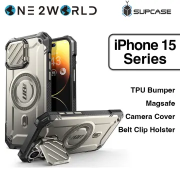 SUPCASE UB Mag XT for iPhone 15 Pro Case 6.1 with Camera Cover,  [Compatible with MagSafe] Heavy Duty Rugged Case with Built-in Kickstand  (Black)