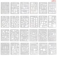 24Pcs Drawing Template Stencils Journal Notebook Diary Scrapbooking A5 DIY Stationery School Office Supplies