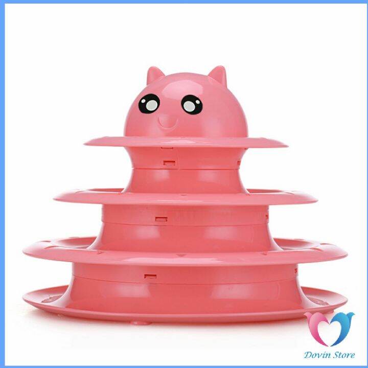 รางบอล-ตาโต-รางบอล-ของเล่นแมวทรงโดม-4-ชั้น-cat-play-plate