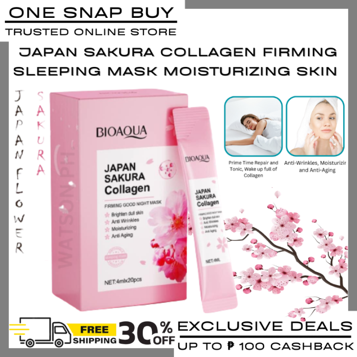 [4ml x 20pcs] JAPAN SAKURA Collagen Firming Sleeping Mask Moisturizing