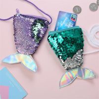 Women Mermaid Tail Sequins Coin Purse Girls Crossbody Bags Sling Money Change Card Holder Wallet Purse Bag Pouch For Kids Gifts