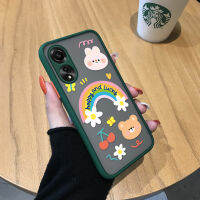 GGK เคสป้องกันกล้องคลุมทั้งหมดลายการ์ตูนดอกไม้สีรุ้งผีเสื้อเคสนิ่มใส่โทรศัพท์4G,เคสแข็งมีน้ำค้างแข็งโปร่งใสลายการ์ตูนดอกไม้สีรุ้งผีเสื้อป้องกันสำหรับ OPPO A78