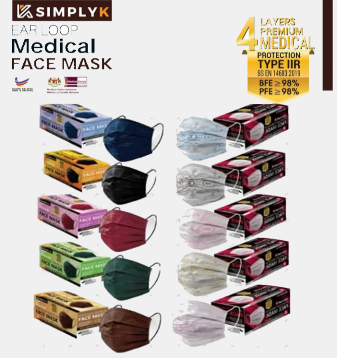 SIMPLY K MEDICAL 4 Ply Adult Premium Medical Grade Ultra Soft Face Mask