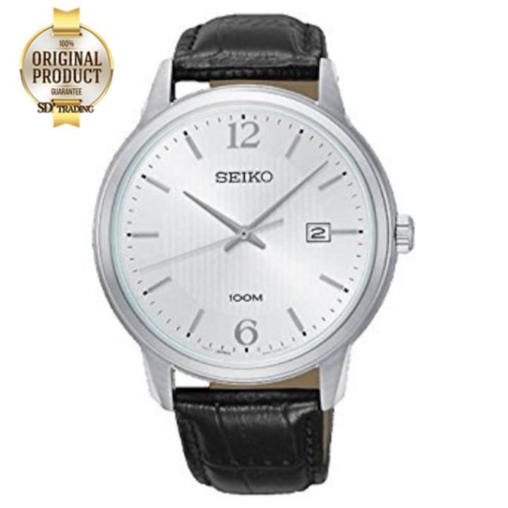 seiko-neo-classic-นาฬิกาข้อมือผู้ชาย-สายหนังสีดำ-รุ่น-sur265p1-สีเงิน