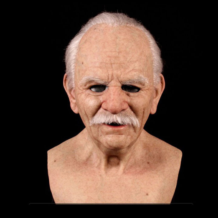 Cosplay Rubber Old Man Face Cover Realistic Scary Latex Mask Horror Headgear Cosplay Props For