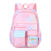 จี®กระเป๋าเป้สะพายหลังโรงเรียนเด็กผู้หญิง Tas Ransel Anak Perempuan มีสีสันสีรุ้ง Tas Ransel Anak Perempuan พร้อมที่เก็บและเข็มขัดพยุงหลังเหมาะสำหรับนักเรียนในเอเชีย