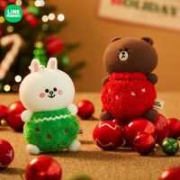 ของเล่นการ์ตูน Line Friends ของขวัญวันคริสต์มาสน่ารักรูปหมีสีน้ำตาลการ์ตูนจี้ตุ๊กตาตุ๊กตาผ้าน่ารักคาวาอี้การ์ตูนตุ๊กตามือ