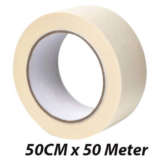 50 Meter Masking Tape White Kertas Packing Tape Painting Paper Adhesive