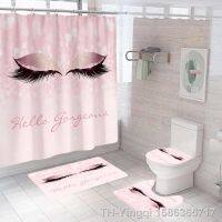 【hot】◈  Gold Makeup Print Curtain Set Polyester Toilet Rugs