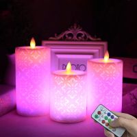 LED Candle With 18Keys Remote Control Flameless Electronic Candle Wax Pillar Candle For Christmas Wedding Dinner Decoration