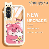 เคส Chenyyka สำหรับ Huawei Nova 10 Nova 10 Pro เคสการ์ตูนหมีสตรอเบอร์รี่น่ารักนิ่มเคสมือถือโปร่งใสกันกระแทกน่ารักสัตว์ประหลาดน้อยเลนส์กล้องถ่ายรูปปกป้องซิลิโคนเคสใส