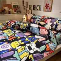 Popular logo web celebrity three-piece sesame street kaws doll cute cartoon character sheet bedding bag bed 4 times