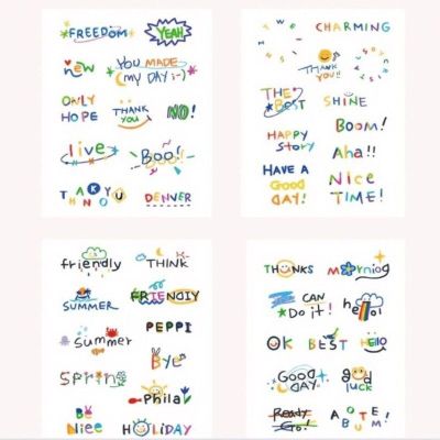 Color cute tattoo stickers waterproof finger tattoo stickers washable student small size color INS English set