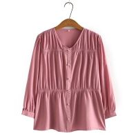 【มีไซส์ใหญ่】Plus Size XL-4XL Womens False Button V-neck Solid Color Muslimah Fashion Shirts Long Sleeved Elegant Female Tops