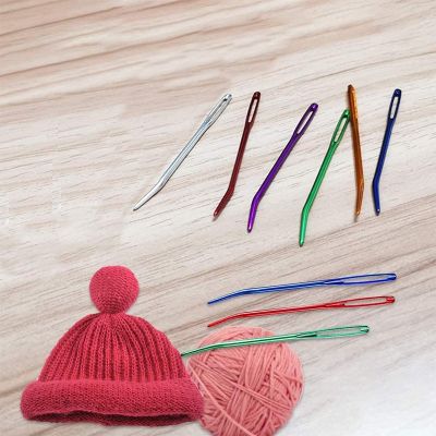 ▤ 2/6/12PCS Curve Yarn Knitting Needles Tapestry Bent Tip Needles for Crochet Large Eye Blunt Needle Yarn Weaving Needle Sewing