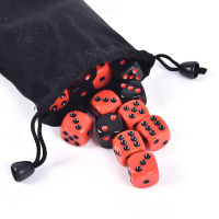 [RonnieWEN] Childrens Toys 24ชิ้น/เซ็ต16MM RED/Black DICE set พร้อมถุงกำมะหยี่ Funny Game ACCESSORY