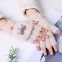 Mink gloves Cute Cat Claw Winter Warm Touchscreen Gloves Women Men Fluff Fingerless Flip Gloves Outdoor Knitted Mittens Glove