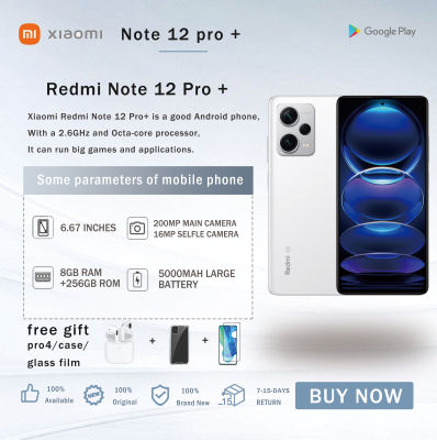 Redmi note 12 pro plus/note 12 pro + 5G 8 + 256GB ล้านพิกเซล OIS 200 Optical-Shake OLED จอตรง12GB + 256GB กระจกพอร์ซเลน Xiaomi Redmi สมาร์ทโฟนสีขาว