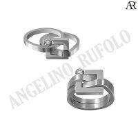 ANGELINO RUFOLO Ring ดีไซน์ Couple Forever แหวนผู้ชาย Stainless Steel 316L(สแตนเลสสตีล)คุณภาพเยี่ยม สีเงิน ประดับตกแต่งด้วย คริสตัล