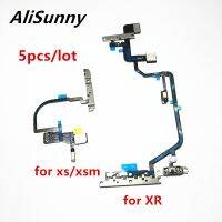 Alisunny 5ชิ้นปุ่มเปิด/ปิดไอโฟนสายเคเบิ้ลยืดหยุ่นสำหรับ Xr Xs สูงสุดในระดับเสียงริบบิ้นแวววาวไฟไมโครโฟนที่มีราวโลหะ