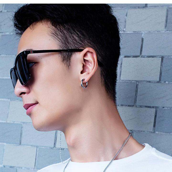 opkต่างหูแฟชั่นเกาหลีสำหรับผู้ชาย-ต่างหูเหล็กไทเทเนียมตุ้มหูยอดนิยมแนวสตรีทฮิปฮอปแสดงบุคลิกภาพ