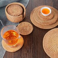 High-end MUJI Vietnamese rattan coasters tea sets coffee tables dining table mats tea ceremony insulation mats desks anti-scalding teapots bowl mats pot mats