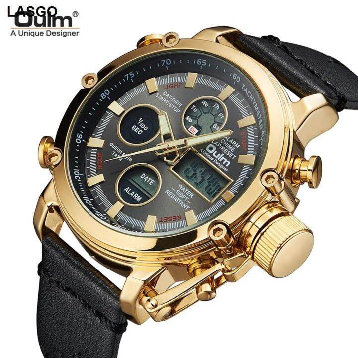 Oulm the radium leather watch fashion men electronic quartz watches ...