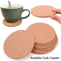 10Pcs Heat Trivet Cork Coaster DIY Handy Round Shape Wooden Pad Coffee Tea Drink Cup Mats Dining Holder for Office Desktop Decor